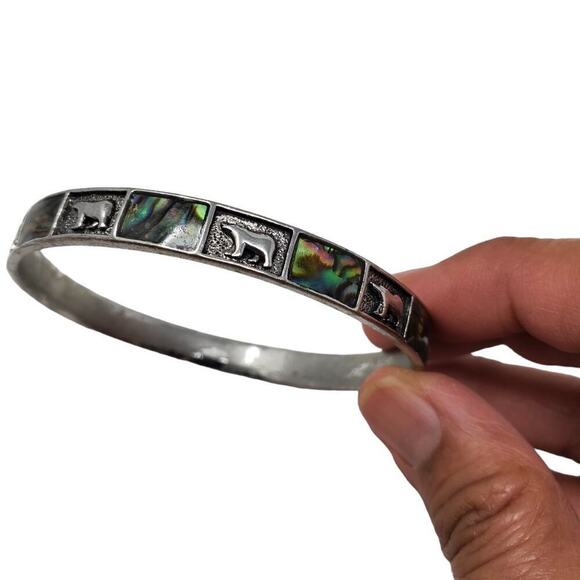 Monet bracelet bear bangle shell inlay Cuff Bracelet - Picture 1 of 5